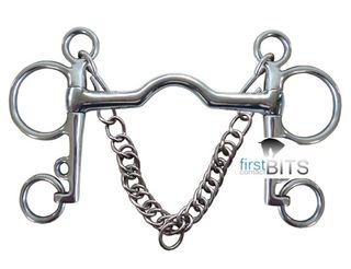 Stainless Steel Pelham bit, medium port mouth
