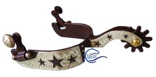 Western spurs. Hand engraved German Silver trims (star)