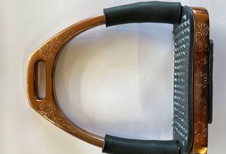 Flexi Stirrup Irons - Ladies Rose Gold Floral Patterned - Eye Catching
